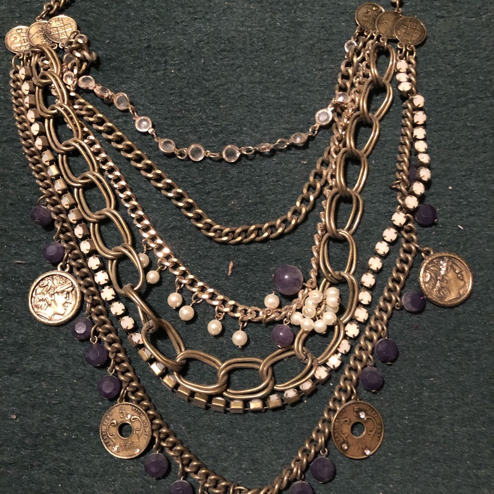 Coins Multi Chains Heavy Statement Necklace